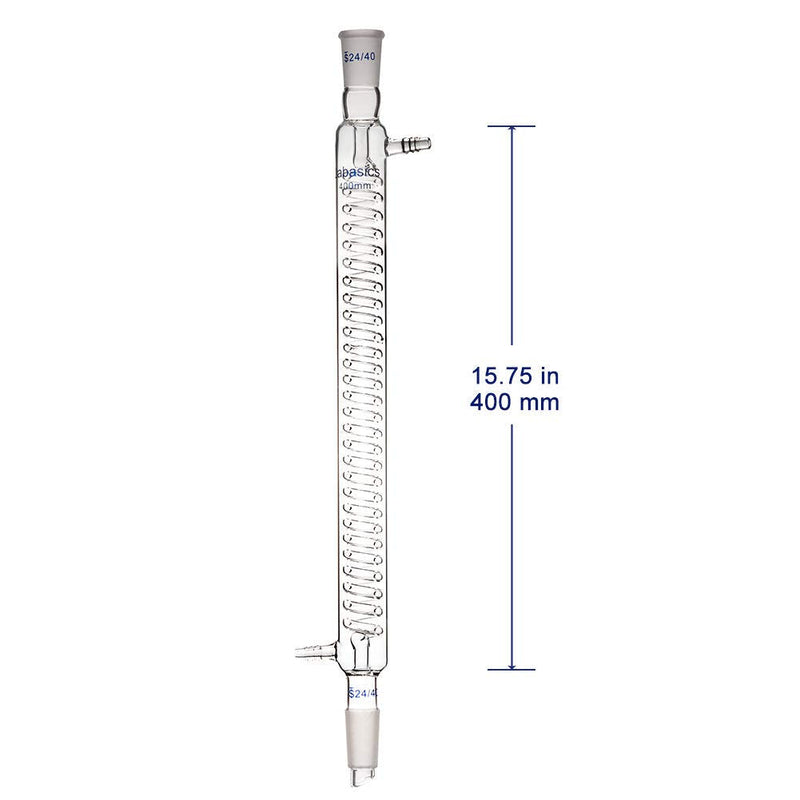 Labasics Borosilicate Glass Graham Condenser with 24/40 Joint 400mm Jacket Length Lab Glass Condenser 400 mm