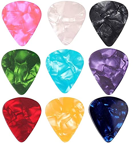 ZHjuju Guitar Picks, 50 Pcs Guitar Plectrums Celluloid Pick Heart-shape Guitar Picks Fancy Plectrums 0.46mm Guitar Plectrum for Electric, Acoustic,or Bass Guitar.