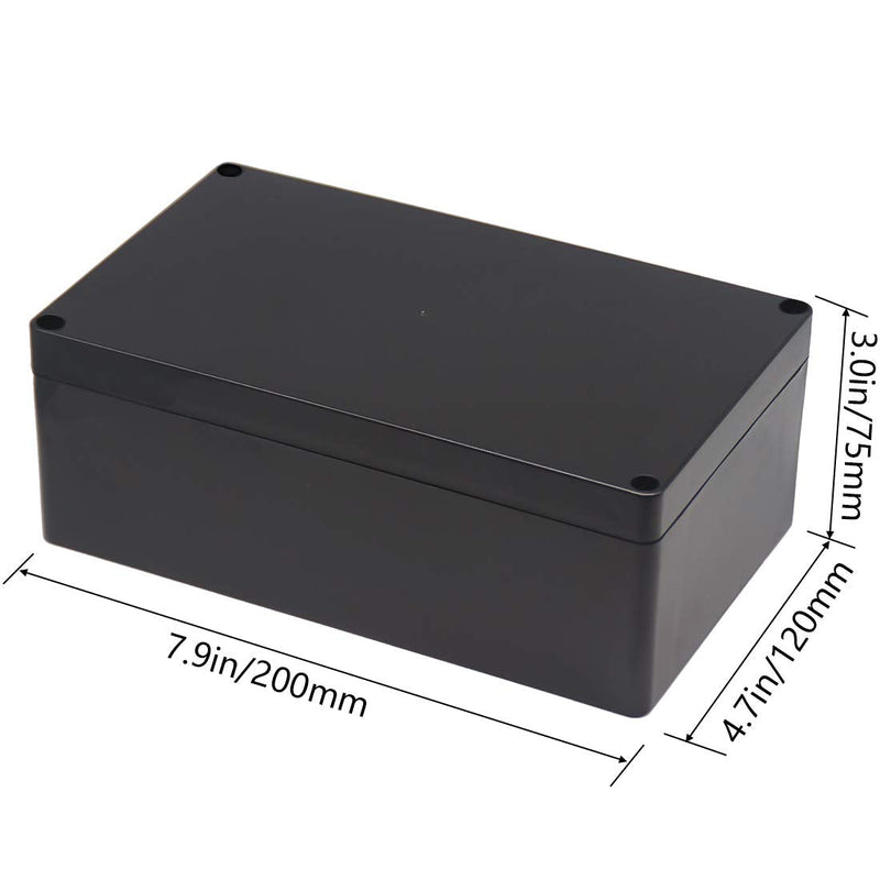 Zulkit Waterproof Plastic Project Box ABS IP65 Electrical Junction Box Enclosure Black 7.87 x 4.72 x 2.95 inch (200 x 120 x 75mm) 7.87" x 4.72" x 2.95"(Pack of 1)