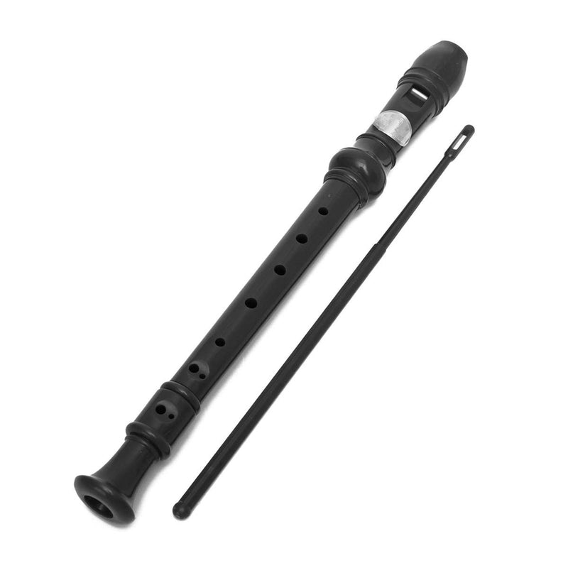 KINGSO 8-Hole Soprano Descant Recorder With Cleaning Rod + Case Bag Music Instrument (Black) Black