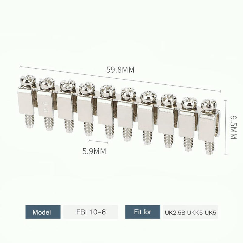 10 Pcs FBI-10-6 Fixed Bridge Jumper 10 Pole for DIN Rail Terminal Block, Insert-Pull Bridging Fit for UK2.5B UK5N FBI-10-6 [Fixed]