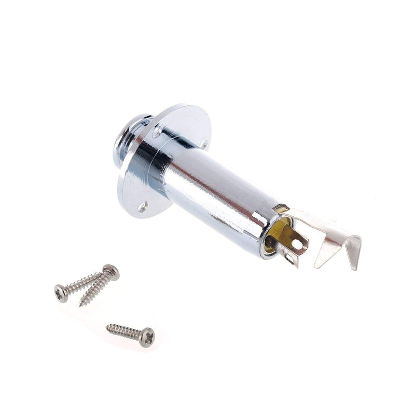 Musiclily Acoustic Electric Guitar Stereo Flush Endpin Cylinder Output End Pin Plugs Strap Button Jack,Chrome Silver