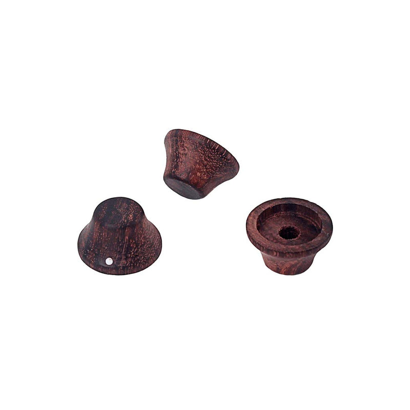 Alnicov 3-Pack Wood Knobs Lp/Strat Style Bell Knobs Guitar Bass Top Hat Wood Knobs With Indicator Dot Rose Wood