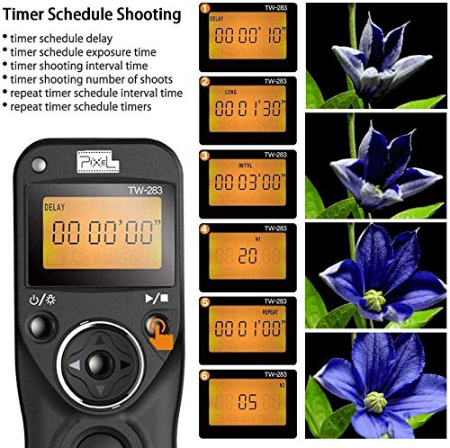 Pixel Remote Timer TW-283/E3 LCD Multi-Function Shutter Remote Release Timer Controller Adapter for Canon EOS DSLR Pentax Contax Cameras