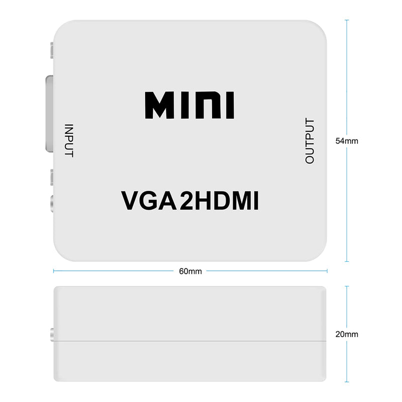 HDSUNWSTD Mini 1080P VGA to HDMI Adapter Converter VGA2HDMI Converter Connector with Audio for PC Laptop to HDTV Projector