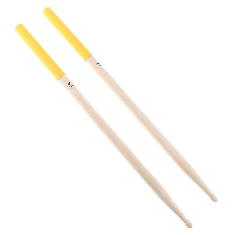 YiPaiSi 2pcs 5A Drum Sticks, 5A Maple Wood Drumsticks, Non-Slip Drum Sticks, 5A Wood Tip Maple Wood Drumstick For Kids Students, Adults (Yellow)