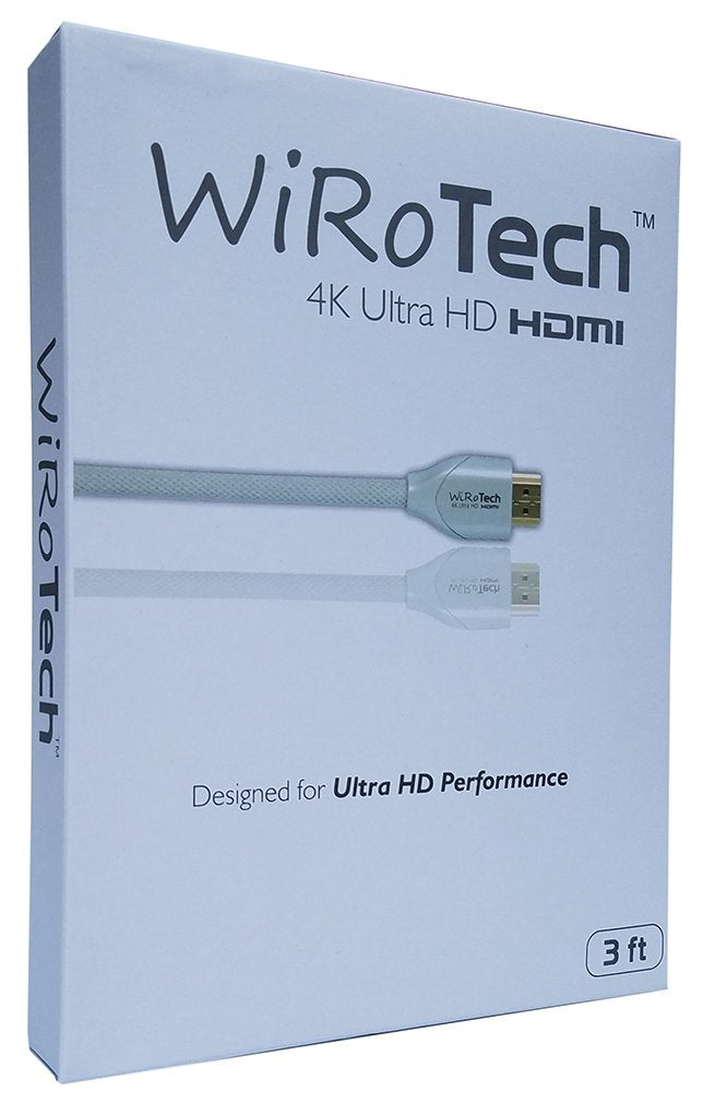 WiRoTech HDMI Cable 4K Ultra HD with Braided Cable, HDMI 2.0 18Gbps, Supports 4K 60Hz, Chroma 4 4 4, Dolby Vision, HDR10, ARC, HDCP2.2 (3 Feet, White) 3 Feet