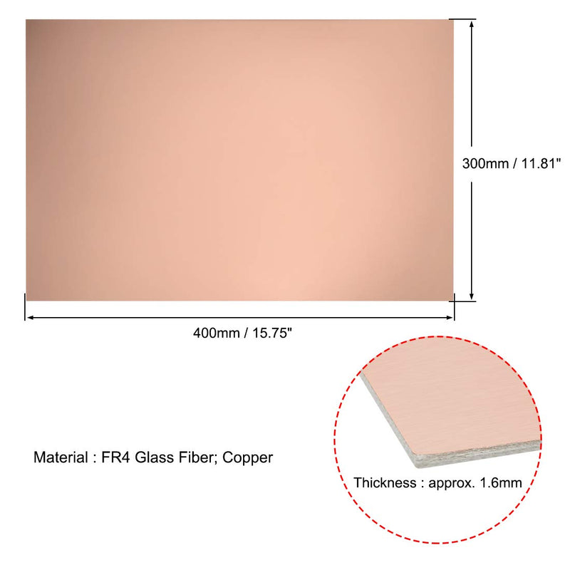 uxcell Single-Sided Copper Clad Laminate PCB Circuit Board, FR4 400x300mm 15.75x11.81 inch, 1.6mm Thickness DIY Prototyping PCB Board, Name Board