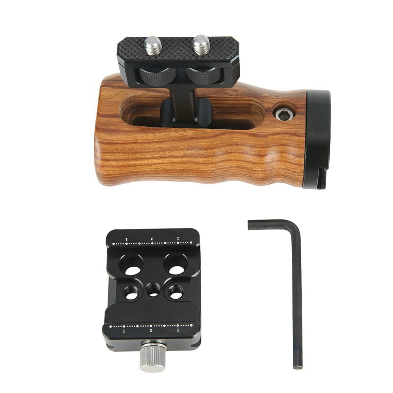 NICEYRIG DSLR Wooden Side Handle with Quick Release Clamp for ARCA-Type , Left & Right Universal Handgrip for L Bracket Camera Cage - 448