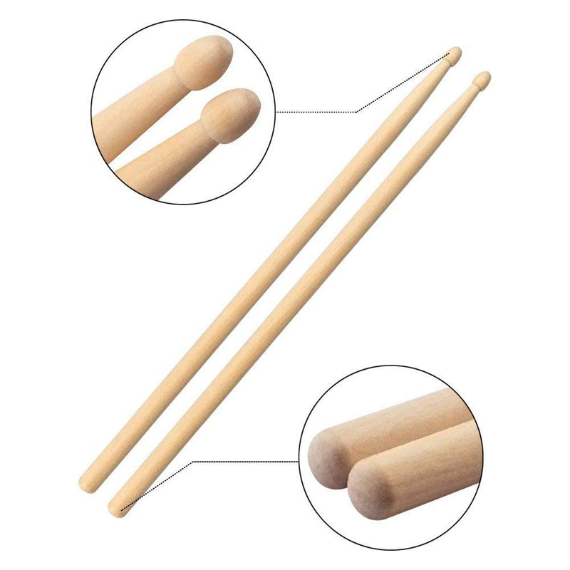 Timiy Professional Drum Sticks Drum Brushes Set-1 Pair 5A Drum Sticks, 1 Pair Drum Rod Brushes Sticks, 1 Pair Drum Nylon Sticks with Storage Bag,1 Pair Drum Wire Brushes Retractable Drum Stick Brush,