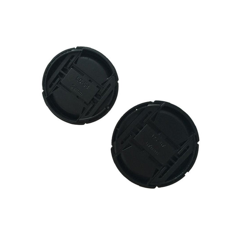 (2 Pcs Bundle) Snap-On Lens Cap, LXH 2 Center Pinch Lens Cap (58mm) and 2 Lens Cap Keeper Holder for Canon, Nikon, Sony and Any Other DSLR Camera, Universal Design 58 MM