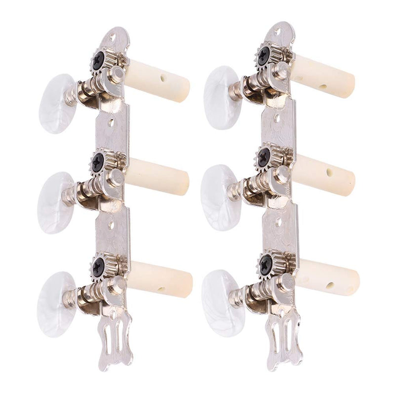 Bnineteenteam Classical Guitar String Tuning Peg 3L + 3R, Silver Guitar String Tuners Machine Heads