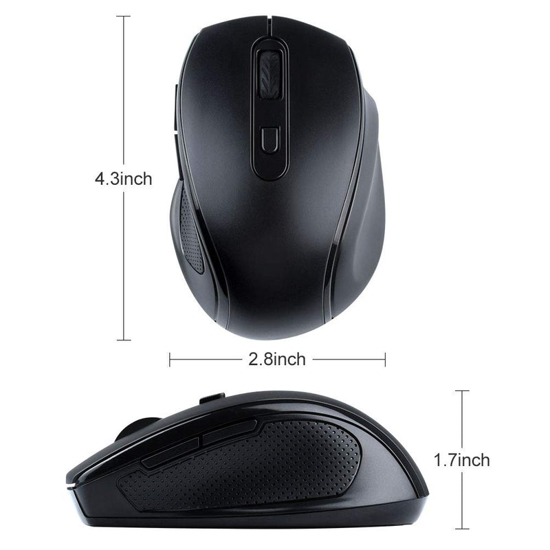Wireless Mouse for Laptop, 2.4G Mouse Ergonomic Computer Mouse with USB Receiver, Portable Optical Mouse, 3 Adjustable DPI Computer Mice Wireless USB Mouse for Laptop Notebook MacBook Black