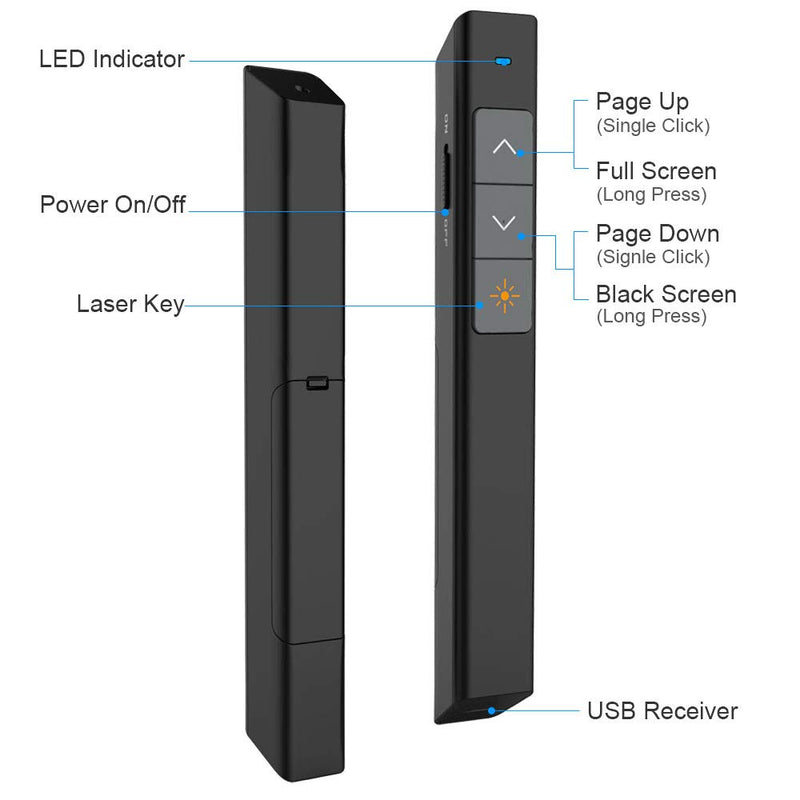 NORWII N26 Presentation Laser Pointer for Cats Dogs, 330FT Wireless Presenter Remote PowerPoint Clicker for Presentations, 2.4GHz Presentation Pointer Presenter PPT Clicker for Mac, Laptop, Computer