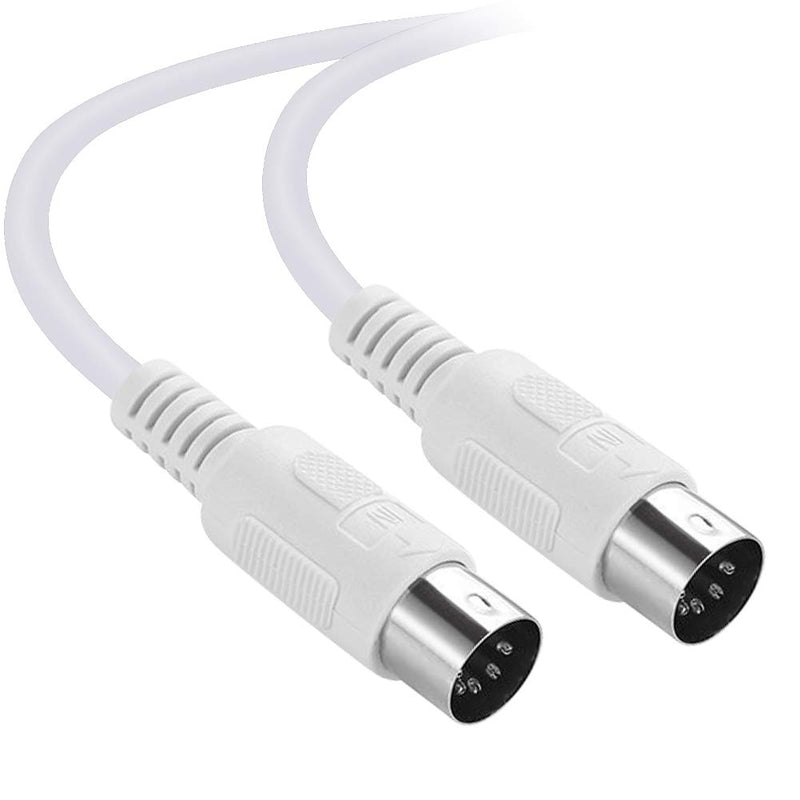 [AUSTRALIA] - Yeung Qee MIDI Cable 5 Pin DIN Male to DIN Male Connector Cable Plug Wire Cord (White,5ft) white,5ft 