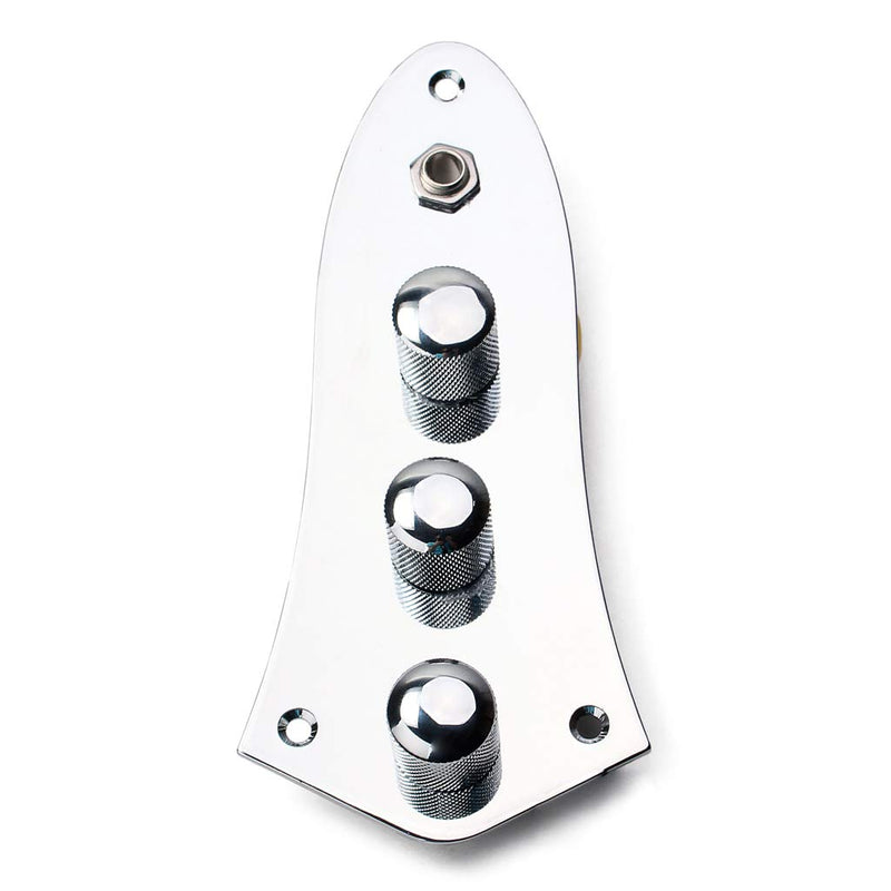 Alnicov Fully Loaded Control Plate Pre-Wired Control Plate With Chrome Metal Cap for Jazz Bass J Style Bass Guitar