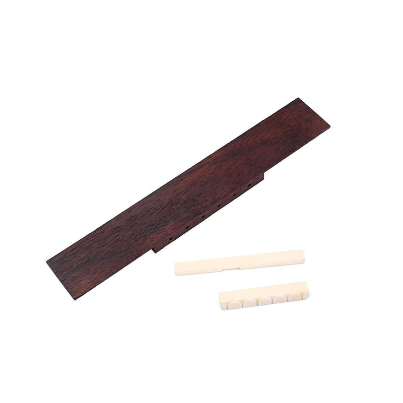 Alnicov Guitar Bone Bridge Saddle Nut Rosewood Guitar Bridge Set for 6 String Classical Guitar Replacement