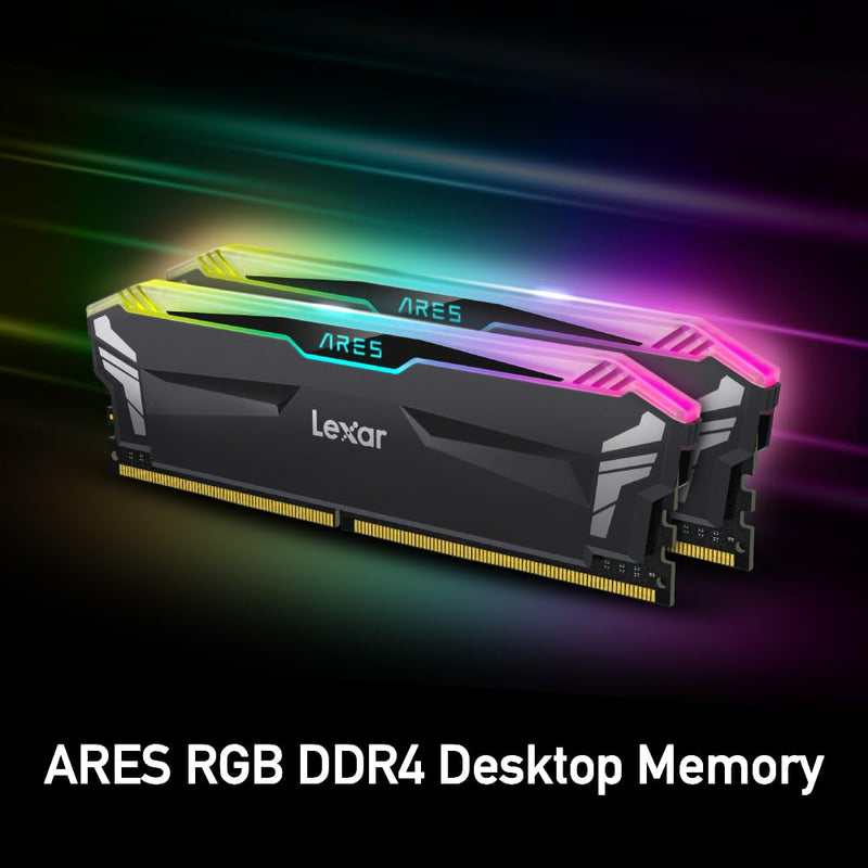 Lexar ARES RGB 16GB (2x8GB) DDR4 RAM 3600MT/s CL18 Desktop Memory, Compatible with Intel XMP 2.0 and AMD Ryzen (Black) LD4BU008G-R3600GDLA 3600 16GB Kit (2x8GB)