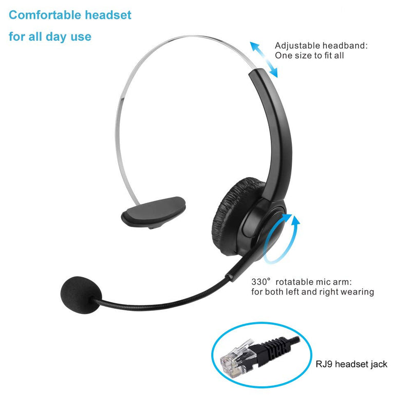 Call Center Telephone with Headset, MCHEETA Phone with Noise Cancellation Headset and Dialpad Black-2