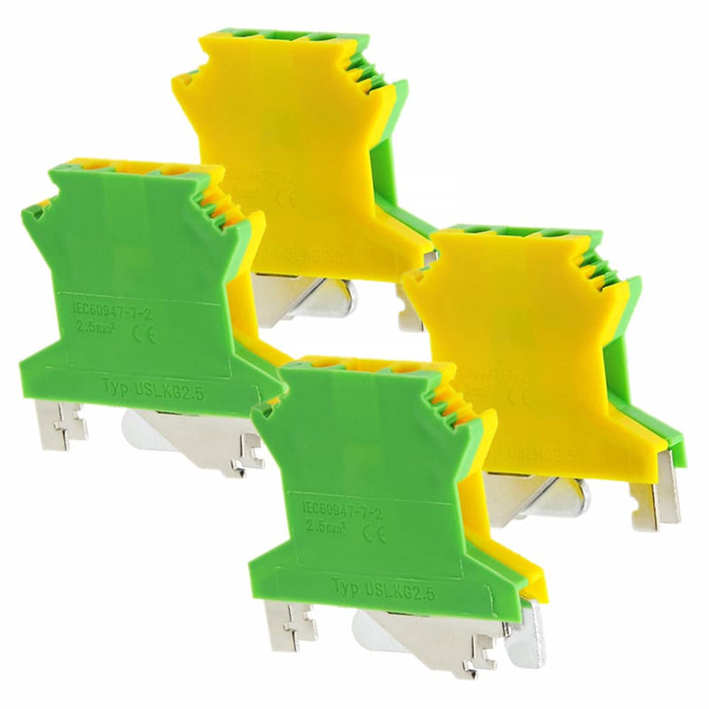10Pcs DIN Rail Mounted Ground Circuit Connection Terminal Block Screw Clamp Connector (USLKG2.5N) USLKG2.5N
