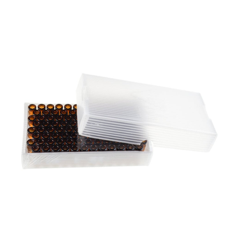 ALWSCI Amber Glass Flat Base Vial, 11mm Wide Opening Crimp Top Vial, 2mL, 12mm x32mm, Pack of 100 Amber BorosiliGlass with Graduation