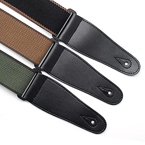 [AUSTRALIA] - Adjustable Pure Cotton Electric Guitar Strap Belt for Acoustic Guitar Bass Musical Instrument Accessories (Black) Black 