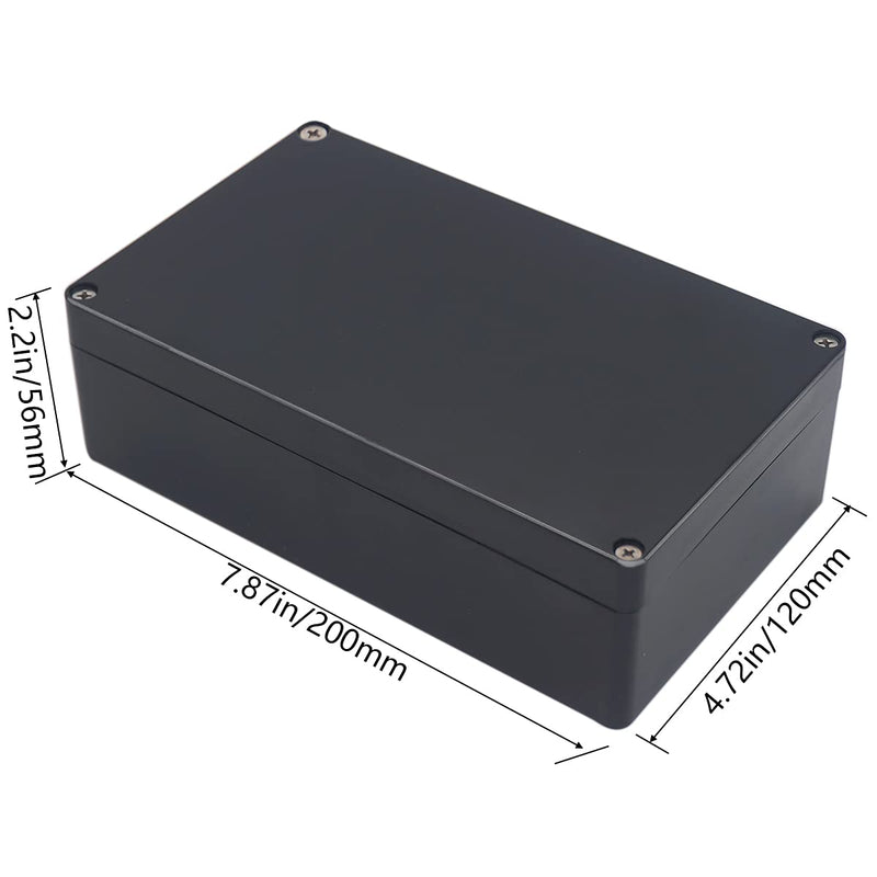 Otdorpatio Project Box IP65 Waterproof Junction Box ABS Plastic Black Electrical Boxes DIY Electronic Project Case Power Enclosure 7.87x4.72x2.2 inch (200x120x56 mm) 7.87"x4.72"x2.2"