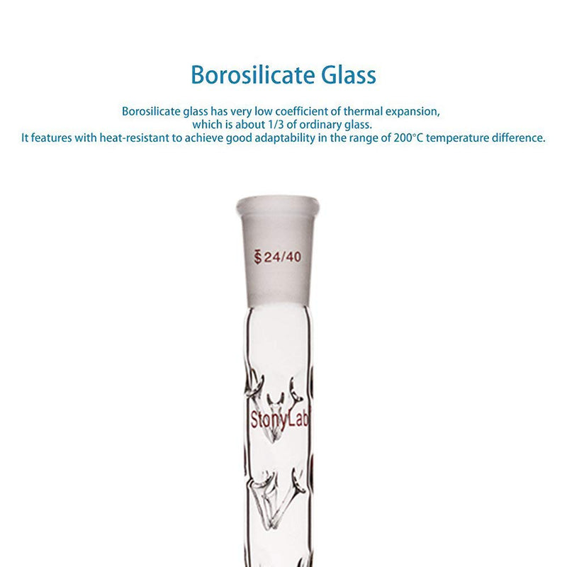 stonylab Vigreux Distillation Column, 24/40 300 mm Length Borosilicate Glass Fractional Distillation Column Vigreux Column with Indentations for Laboratory