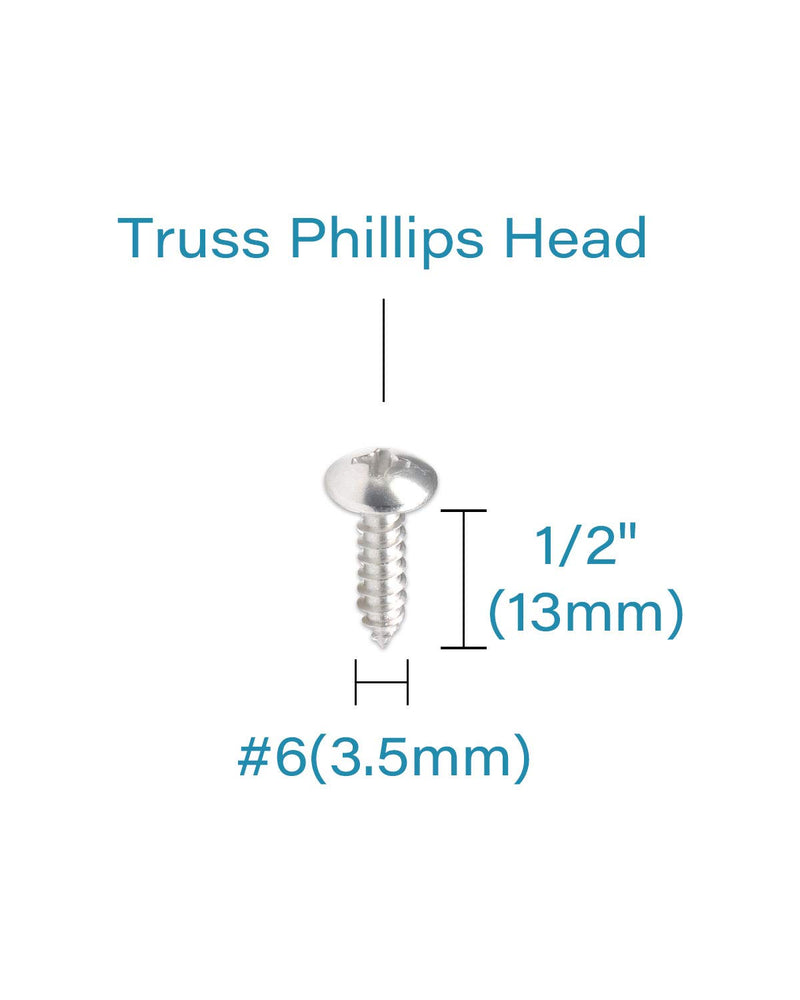 IMScrews 100Pcs #6 x 1/2"(12mm) Truss Head Phillips Wood Screws Heavy Duty 18-8 (304) Stainless Steel Screws 100 Pcs #6x1/2" Silver