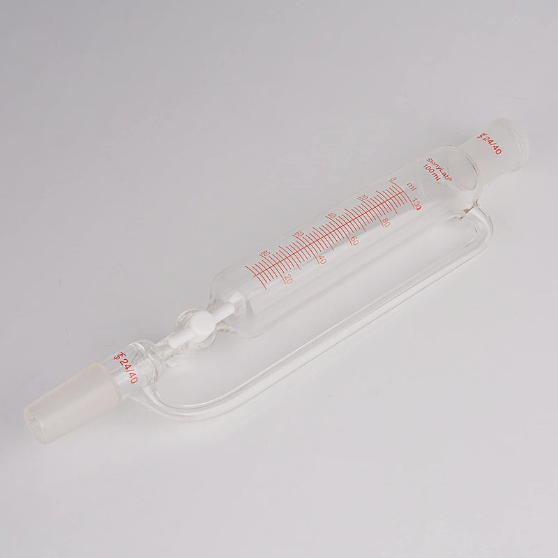 stonylab Pressure Equalizing Graduated Addition Funnel, Borosilicate Glass Dropping Funnel 24/40 Joint 100ml with PTFE Stopcock for Laboratory (100ml) 100 ml