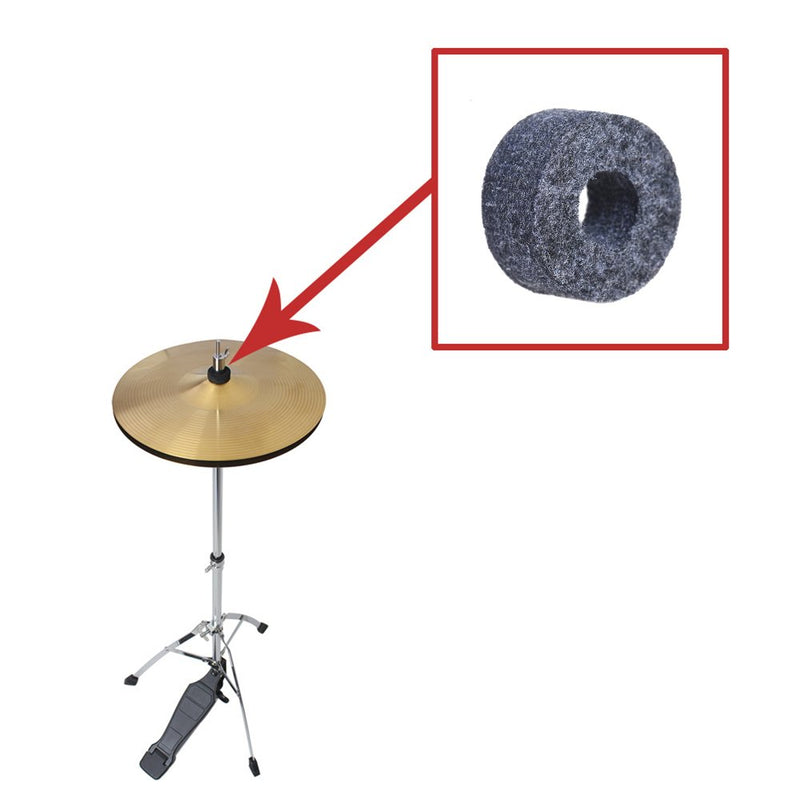 Cymbal Felts Muslady 12pcs Hi-Hat Clutch Felt Drum Set Cymbal Stand Felt Washer Small Size Gray