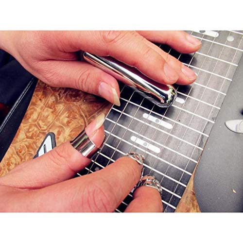 Guitar Slide Kit Included 3Pcs Metal Guitar Slides(Gold Black Silver) and 1Pcs Chrome Stainless Steel Bar Guitar Lap Slide with 4 Stainless Steel Thumb & Finger Picks in Metal Box