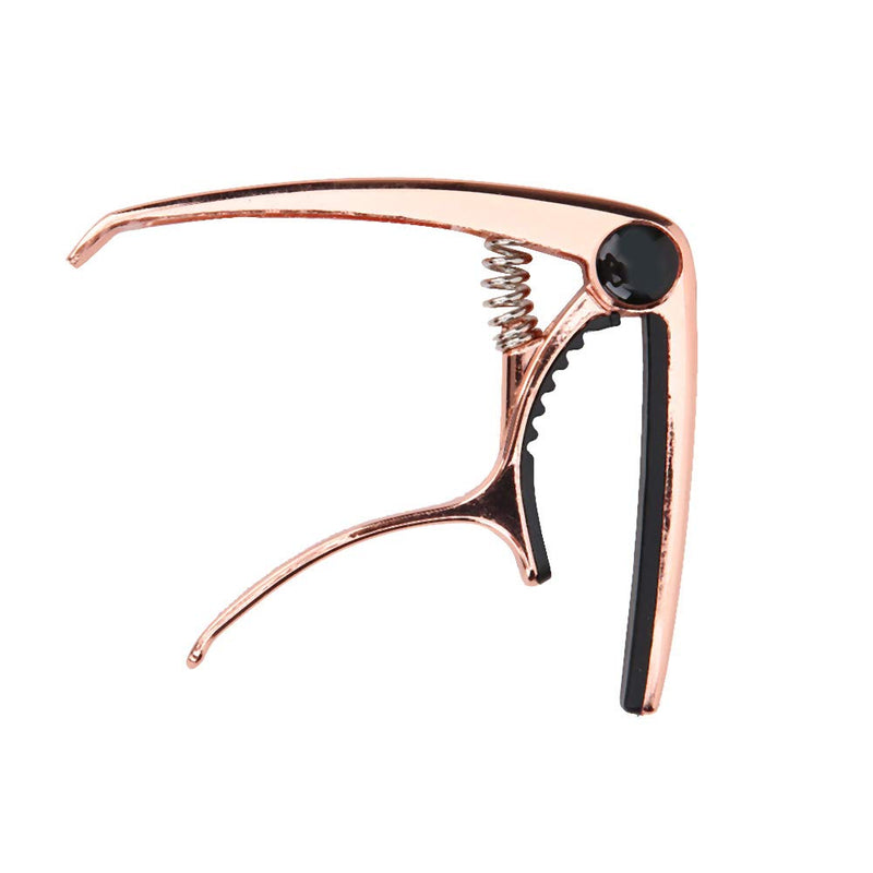 Guitar Capo Clamp,Key Tuner Zinc Alloy for Folk Guitar For 4‑6 String Guitar, Bass, Ukulele(rose gold) rose gold