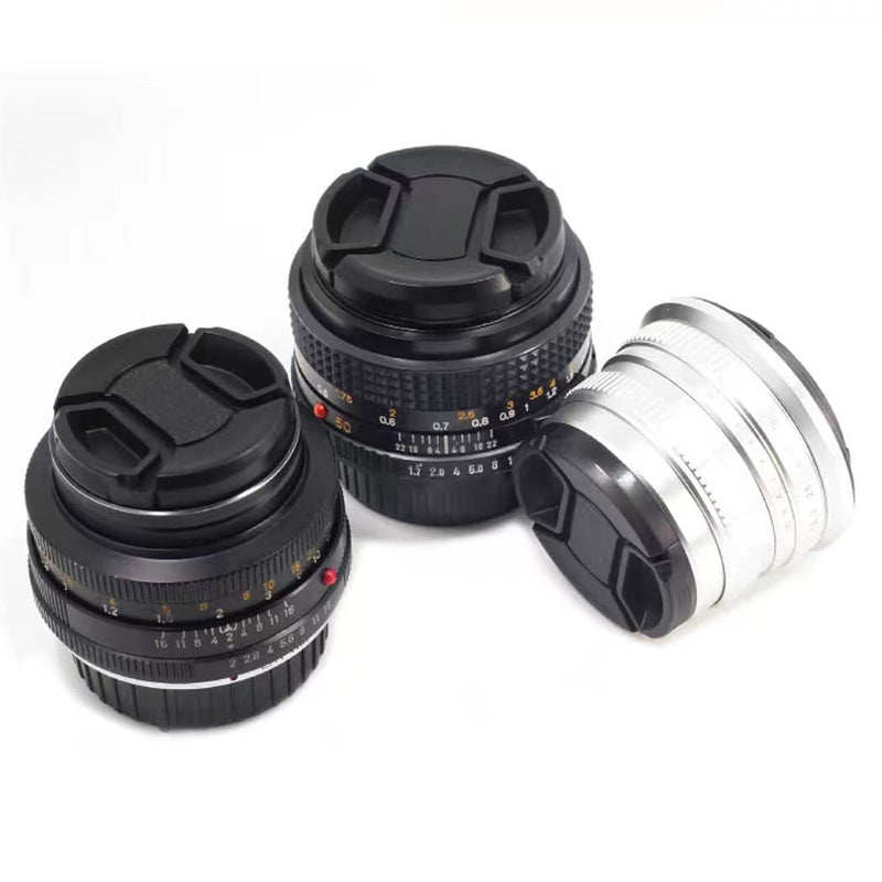 2PACKS Center Pinch Camera 58mm Lens Cap, Front Lens Cap Cover with 2PCS Lens Cap Keeper (Black) (58mm)