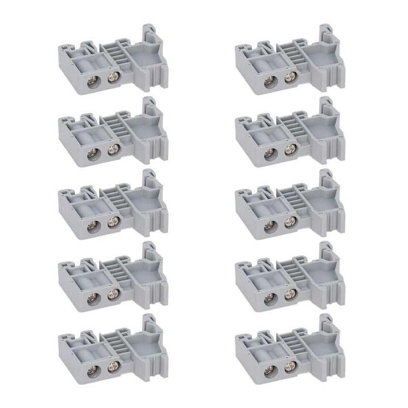 Fielect 35mm 0.2-10mm2 E/UK DIN Rail Mount Fuse Holder Terminal Block DIN Rail Terminal Block End Bracket Stopper Din Rail Screw Fixed Terminal Block Gray 10 Pcs E/UK 10 Pcs