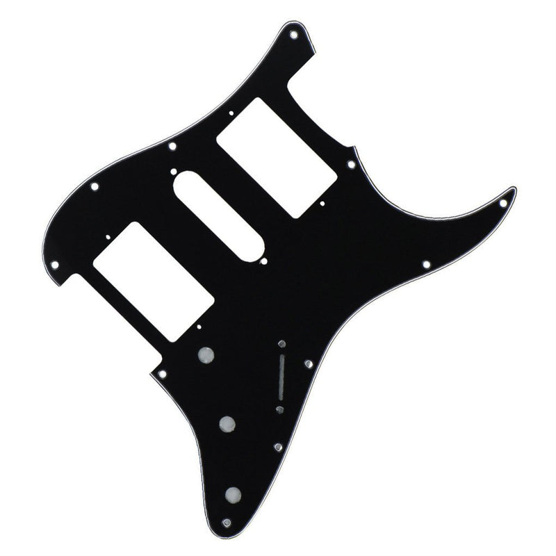 FLEOR Strat HSH Pickguard Pick Guard Scratch Plate with Screws for American/Mexican Standard Strat Modern Style Guitar Part 3Ply Black