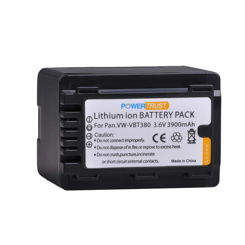 PowerTrust 1Pack VW-VBT380 VW-VBT190 Battery + LCD USB Charger for Panasonic HC-V210, HC-V250, HC-V380, HC-V510, HC-V520, HC-V550, HC-V710, HC-V720, HC-V750, HC-V770, HC-VX870, HC-VX981k, HC-WXF991K