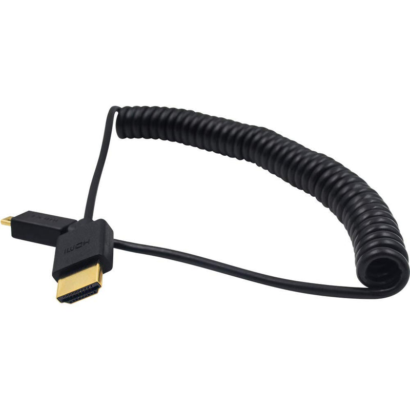[AUSTRALIA] - Duttek Micro HDMI to HDMI Coiled Cable, HDMI to Micro HDMI Coiled Cable, Extreme Slim/Thin Micro HDMI Male to HDMI Male Coiled Cable for 1080P, 4K, 3D, and Audio Return Channel(1.8M/6FT) 1.8M/6FT 