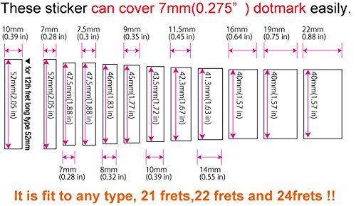 Inlay Sticker Fret Markers for Bass - Jazz Bass Blocks for 5 string - White Pearl, FB-101J5-WT