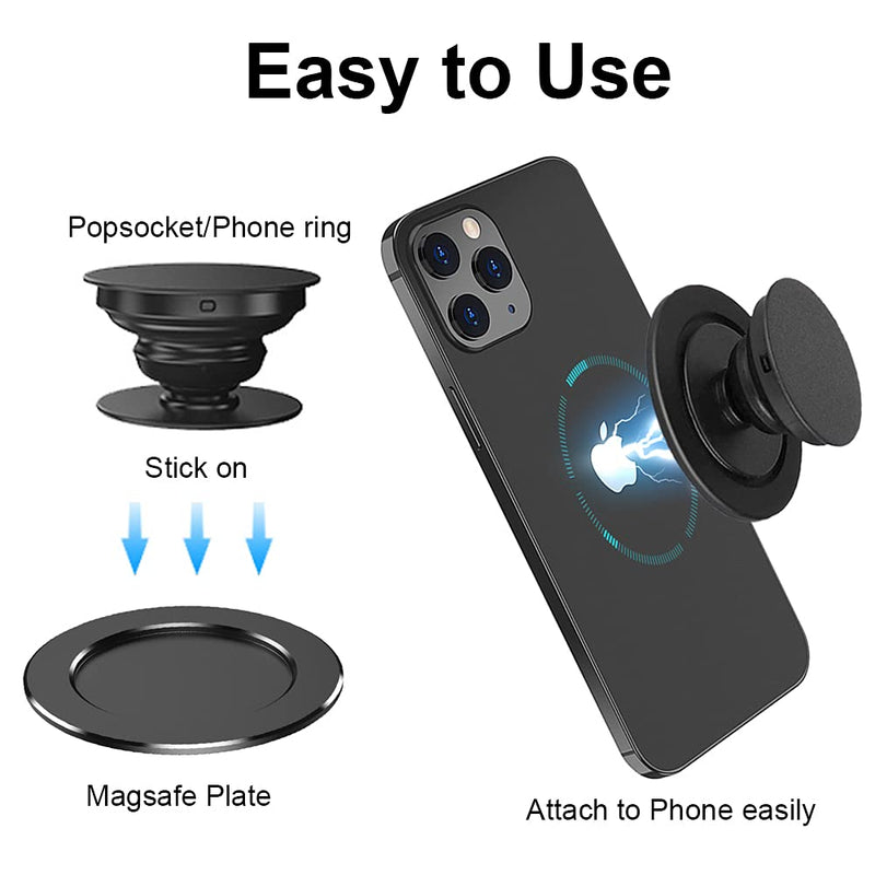Magnetic Plate Compatible with iPhone 12 Series Collapsible Grip/Socket Stand, Magnet Holder Base Designed for Collapsible Grip/Socket Mount, Phone Ring Holder