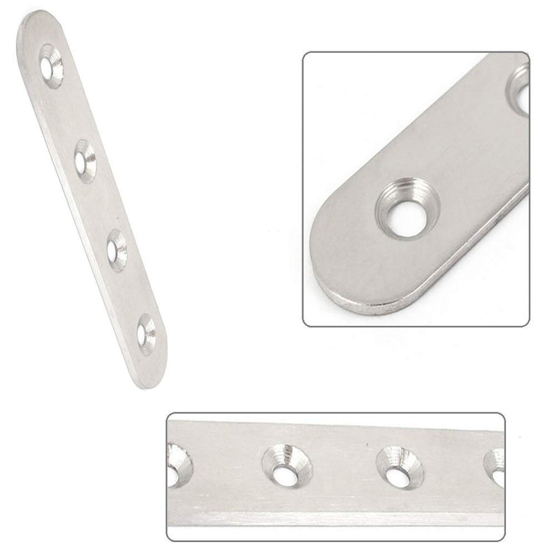 GFORTUN Flat Mending Plates Straight Repair Joining Bracket Stainless Steel Fixing Corner Brace with Screws (5 Pack) (100mm X17mmX 2mm) 100mm X17mmX 2mm