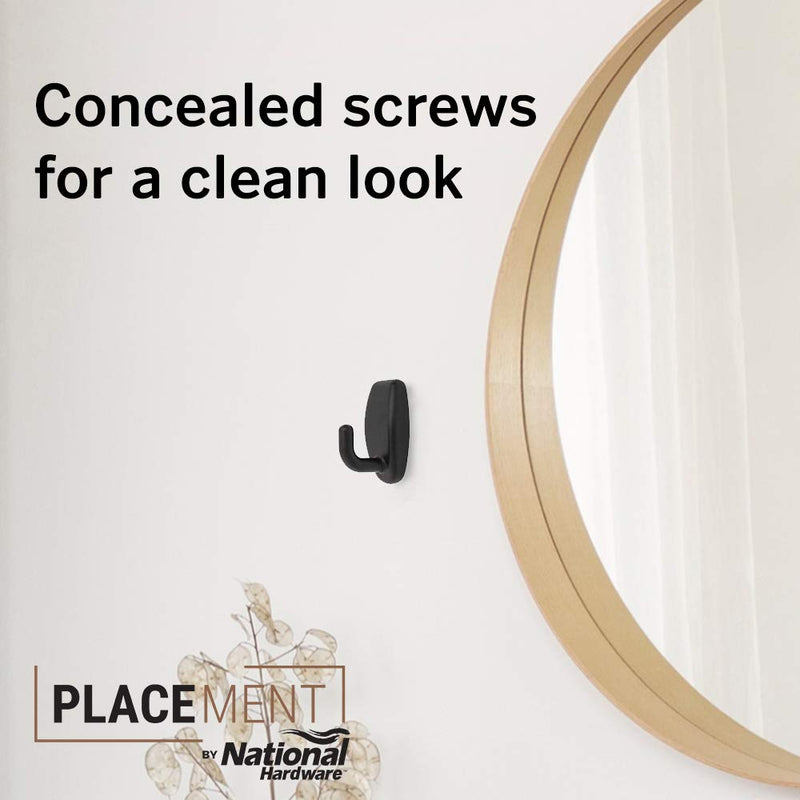 National Hardware N260-155 Heavy Duty Decorative Mirror and Large Picture Frame Holder Holds up to 50 lbs for Office and Garage Organization Easy Installation Snap Hook, Black