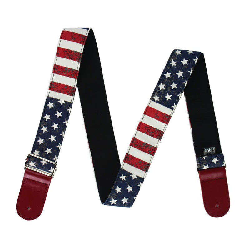 Guitar Strap,Qielizi Guitar Strap with Leather End Length Adjustable 2 Pick Holders & 2 Matching Picks For Electric Guitar, Acoustic Guitar and Bass - Unique Gift For Guitarist (1-American Flag) 1-American Flag