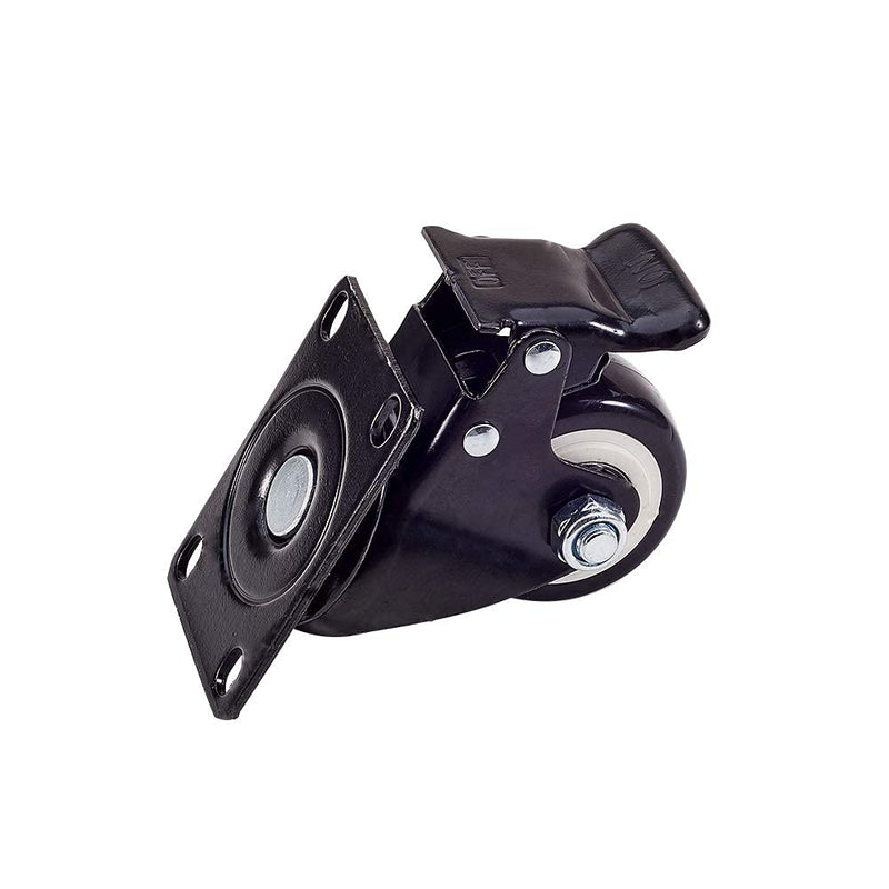 MroMax 2.5 Inch Swivel Caster Wheels PU 360 Degree Top Plate Mounted Caster Wheel with Brake, 176lb Capacity 1Pcs
