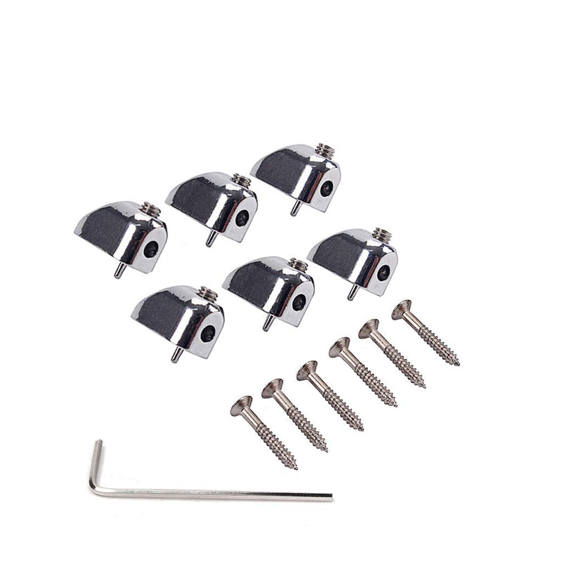 Alnicov Headless Electric Bass Guitar String Nut Set with 1 Wrench 6 Screws for Guitar Parts - Chrome