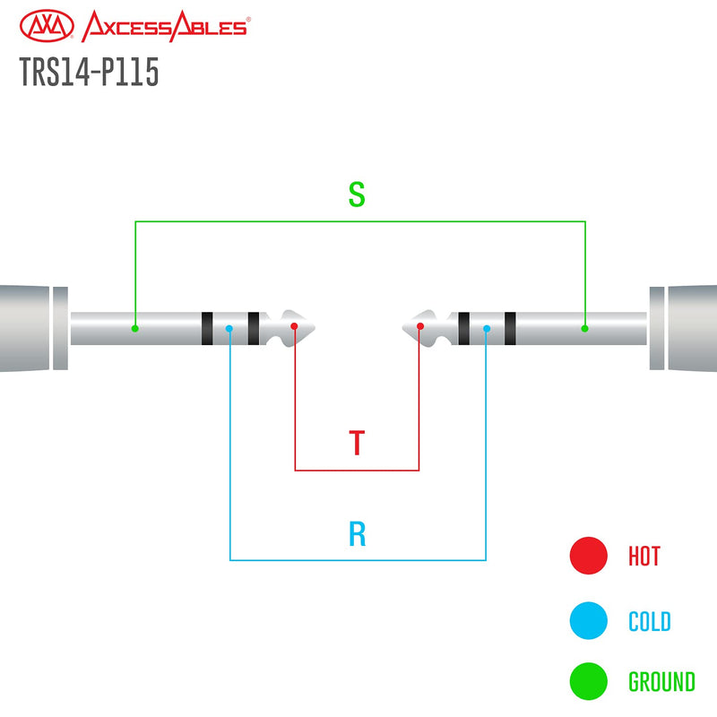 AxcessAbles 1/4 (6.35mm) TRS to 1/4 (6.35mm) TRS Multi-Color Balanced Stereo Patch Cables 6-Pack Outboard Gear & Patchbay Studio Cables External Effects Digital Analog Effects (1.5ft) 1/4 TRS to 1/4 TRS (1.5ft)