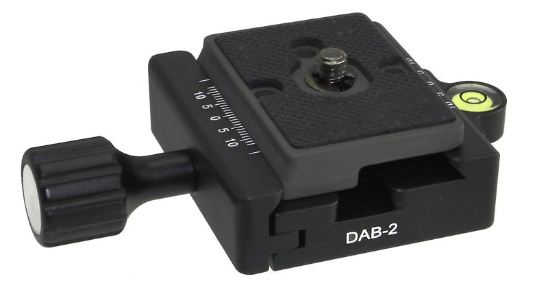 DBA-02 Desmond 60mm QR Clamp w Level Arca/Bogen 3157N Compatible 3/8" w 1/4" Adapter for Tripod Head