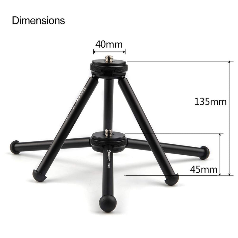 SUNWAYFOTO T1A11 Table Top Mini Aluminum Tripod Tabletop for DSLR and Cell Phone