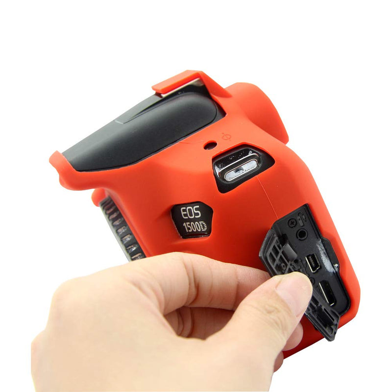 Easy Hood Case for Canon EOS Rebel T6 T7, Anti-Scratch Soft Silicone Protective Cover Protector Skin for Canon EOS 1500D Rebel T7 / EOS 1300D Rebel T6 DSLR Camera (Red) Red