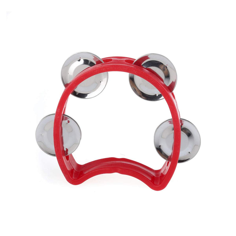 Musiclily Plastic Handheld Half Moon Tambourines Percussion Jingles Musical Instrument, Red/Yellow(Pack of 10) 10Pcs